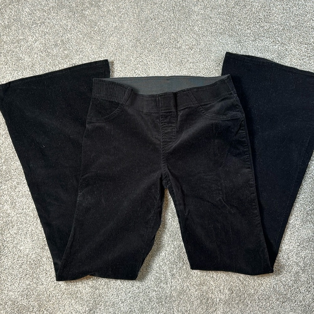Forever 21 black velvet-like flare leg pull-on pant